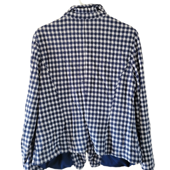 Chico's Blue White Gingham Soft Stretchy Blazer Size 2 (Large) - Picture 2 of 6
